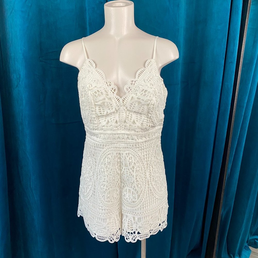 Bardot Versailles Eyelet Lace White Jumpsuit - Picture 2 of 9